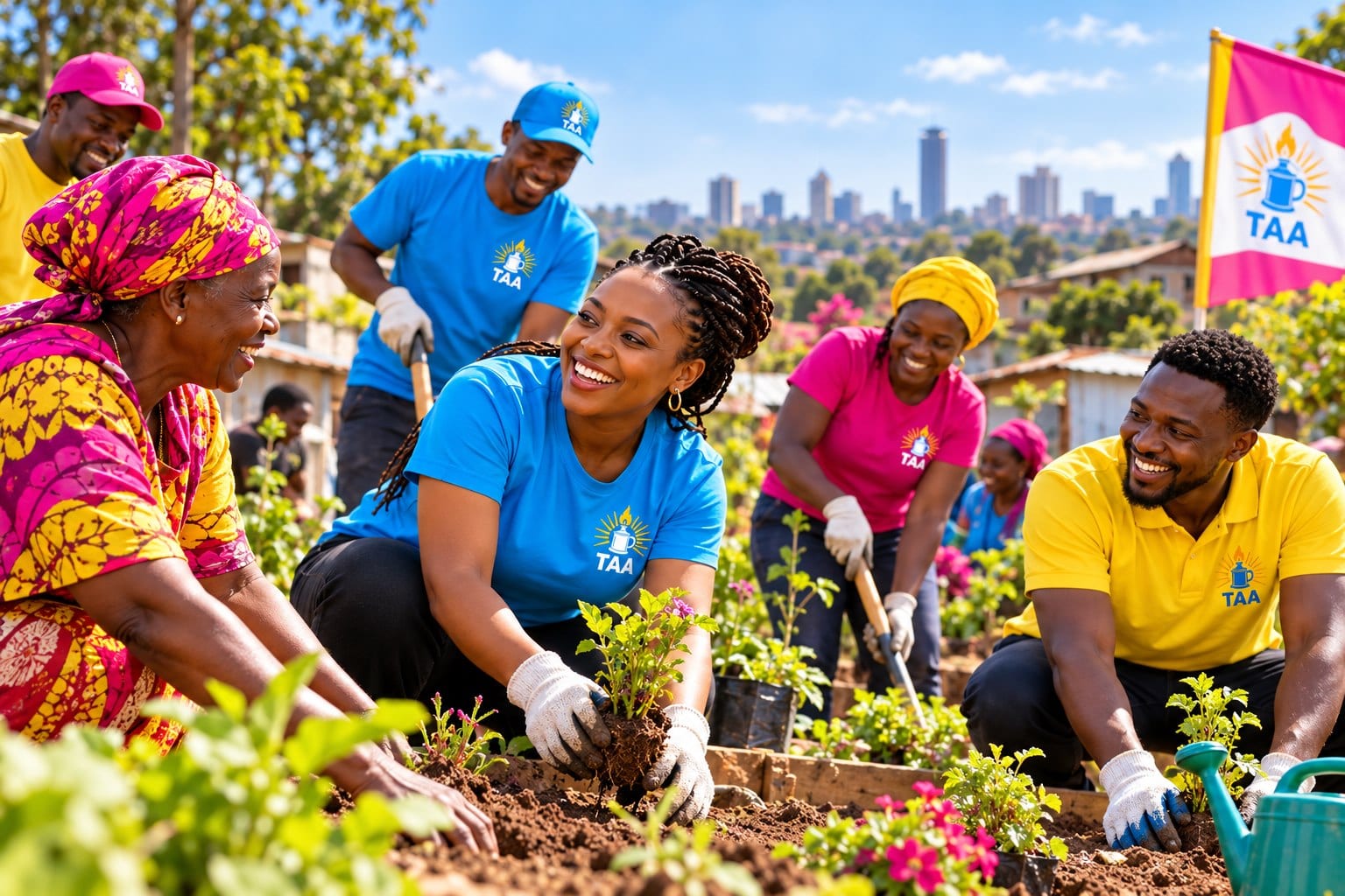 TAA community volunteers working together on a local project